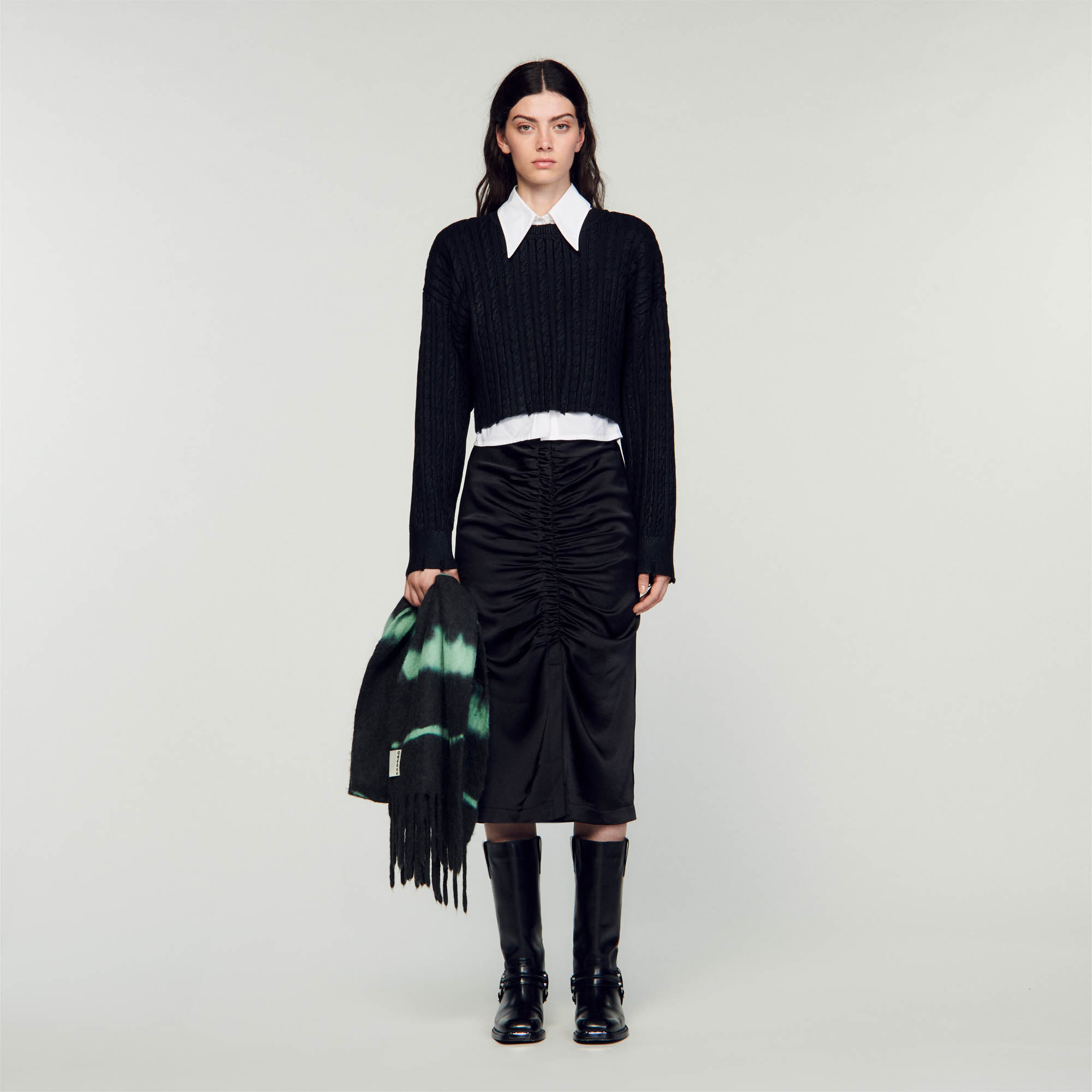 Cropped knit sweater