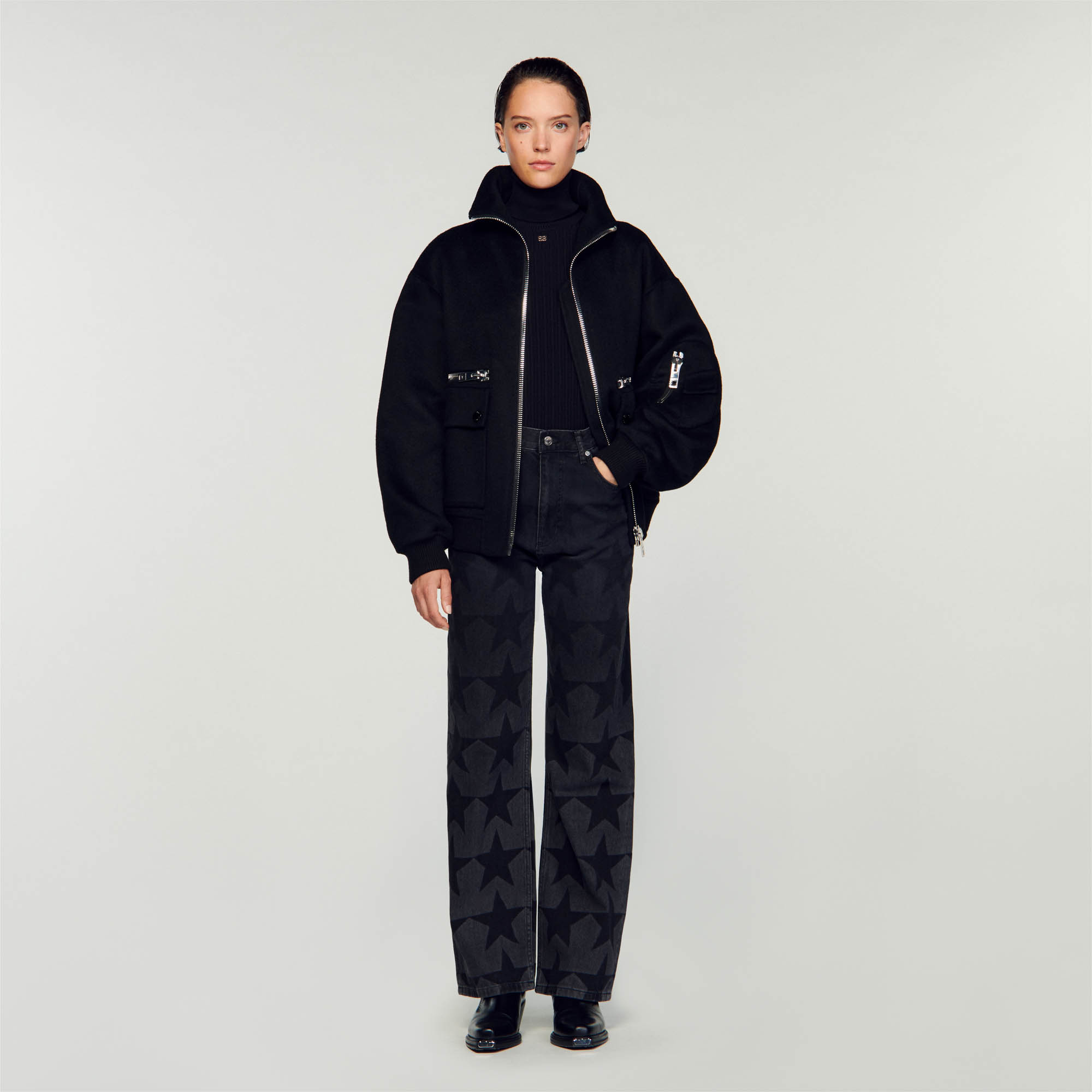Zip-up bomber jacket