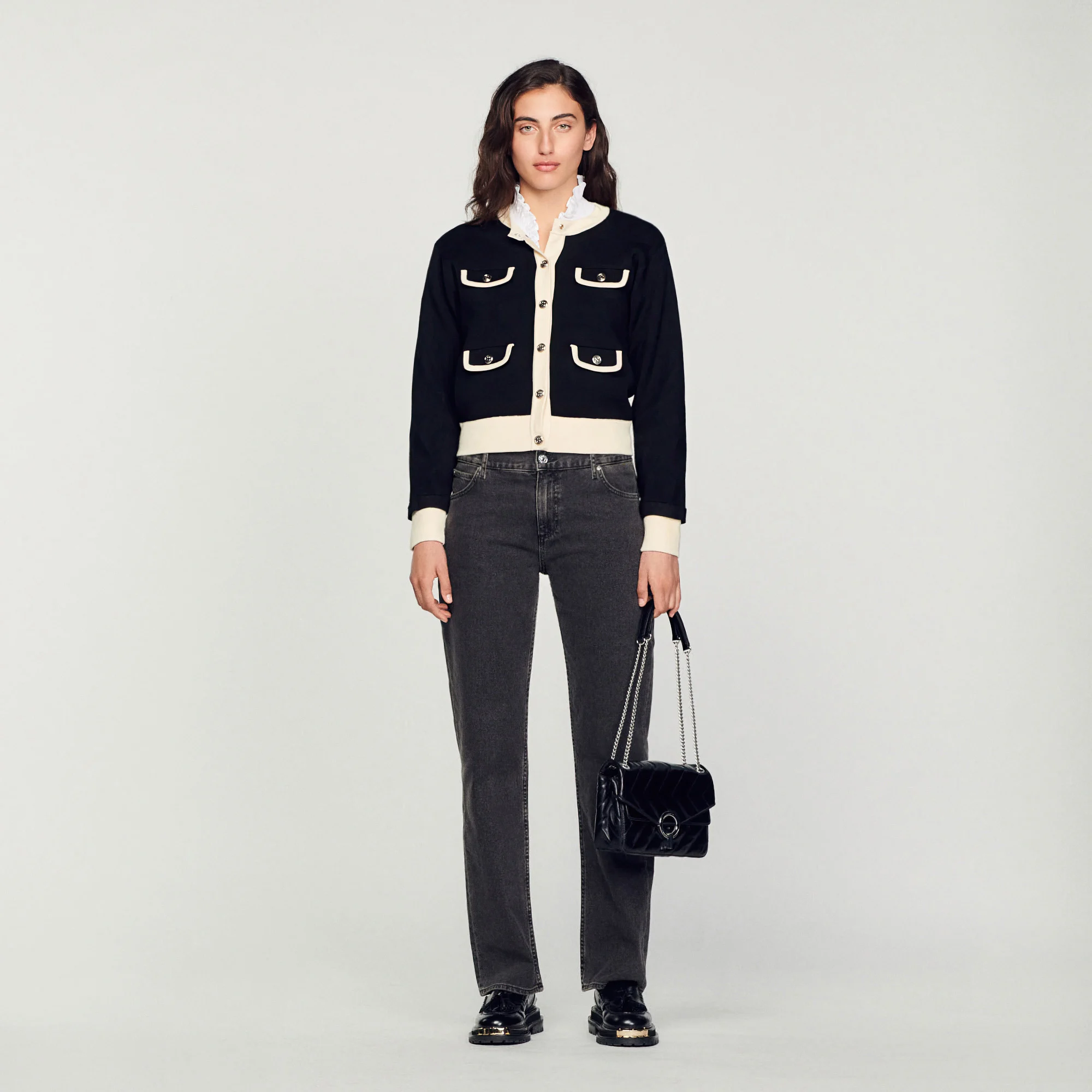Two-tone cardigan with buttons