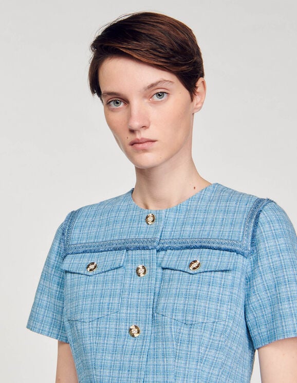 Short buttoned tweed dress
