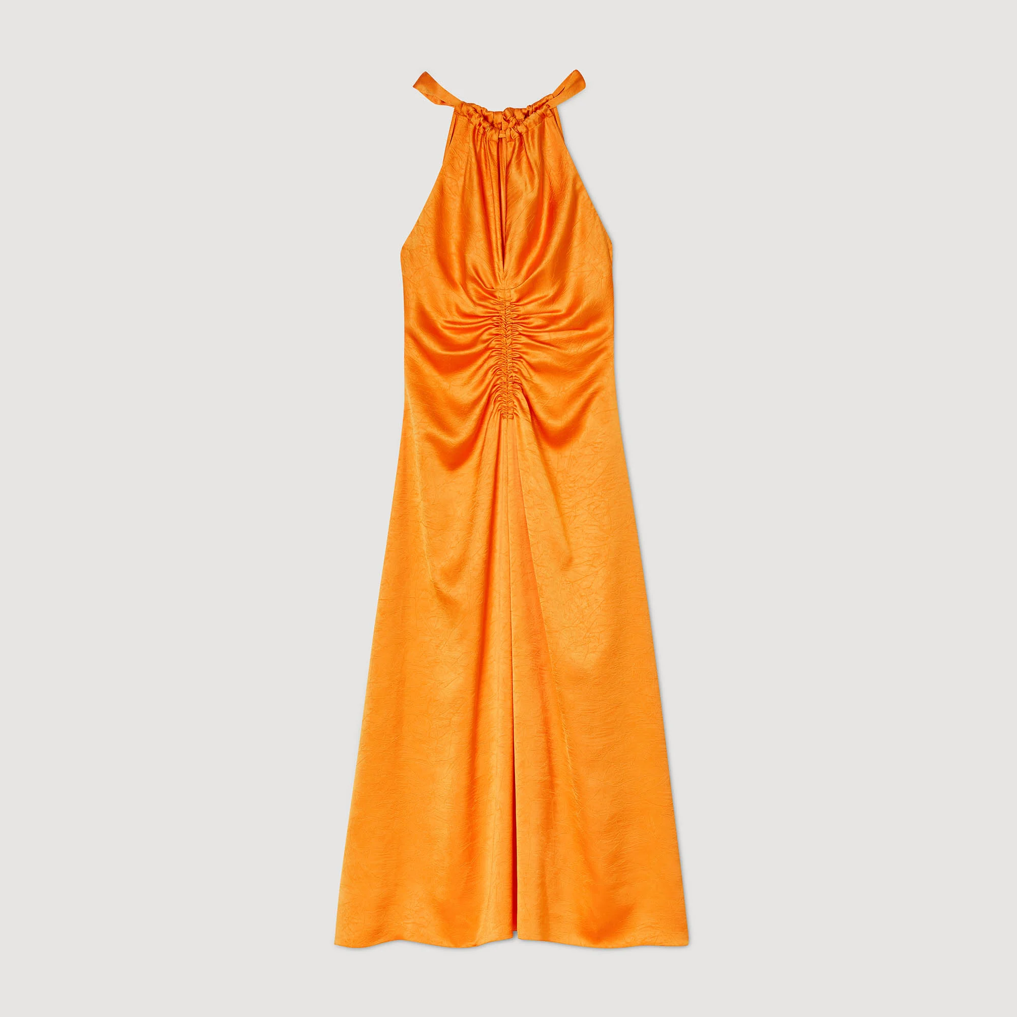 Ruched satin-effect maxi dress