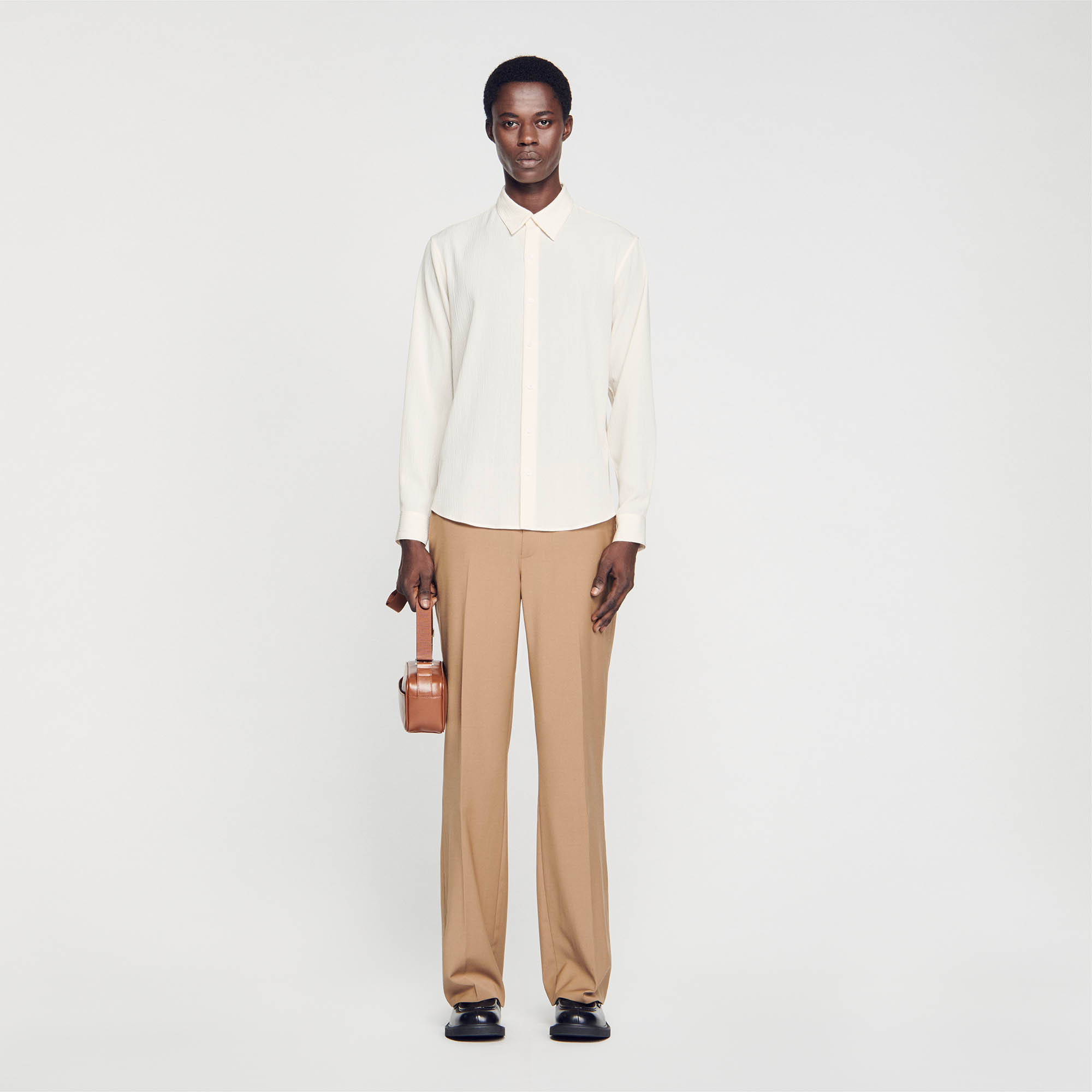 Pleated loose-fit shirt