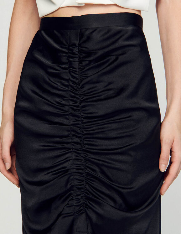 Satin-effect midi skirt
