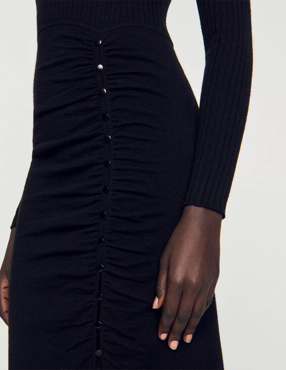 Long, gathered knit dress