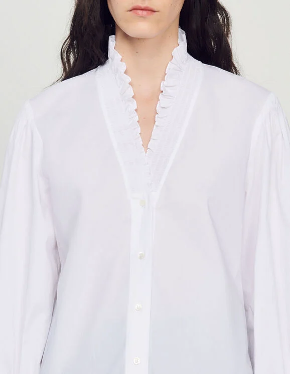 Cotton shirt with fancy collar