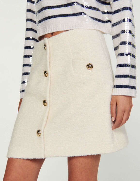 Short boucl&eacute; fabric skirt