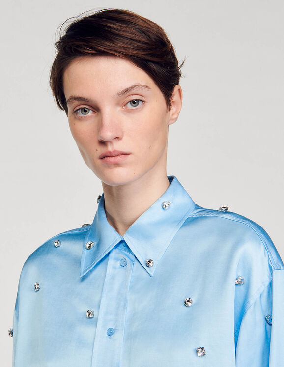 Satiny rhinestone shirt