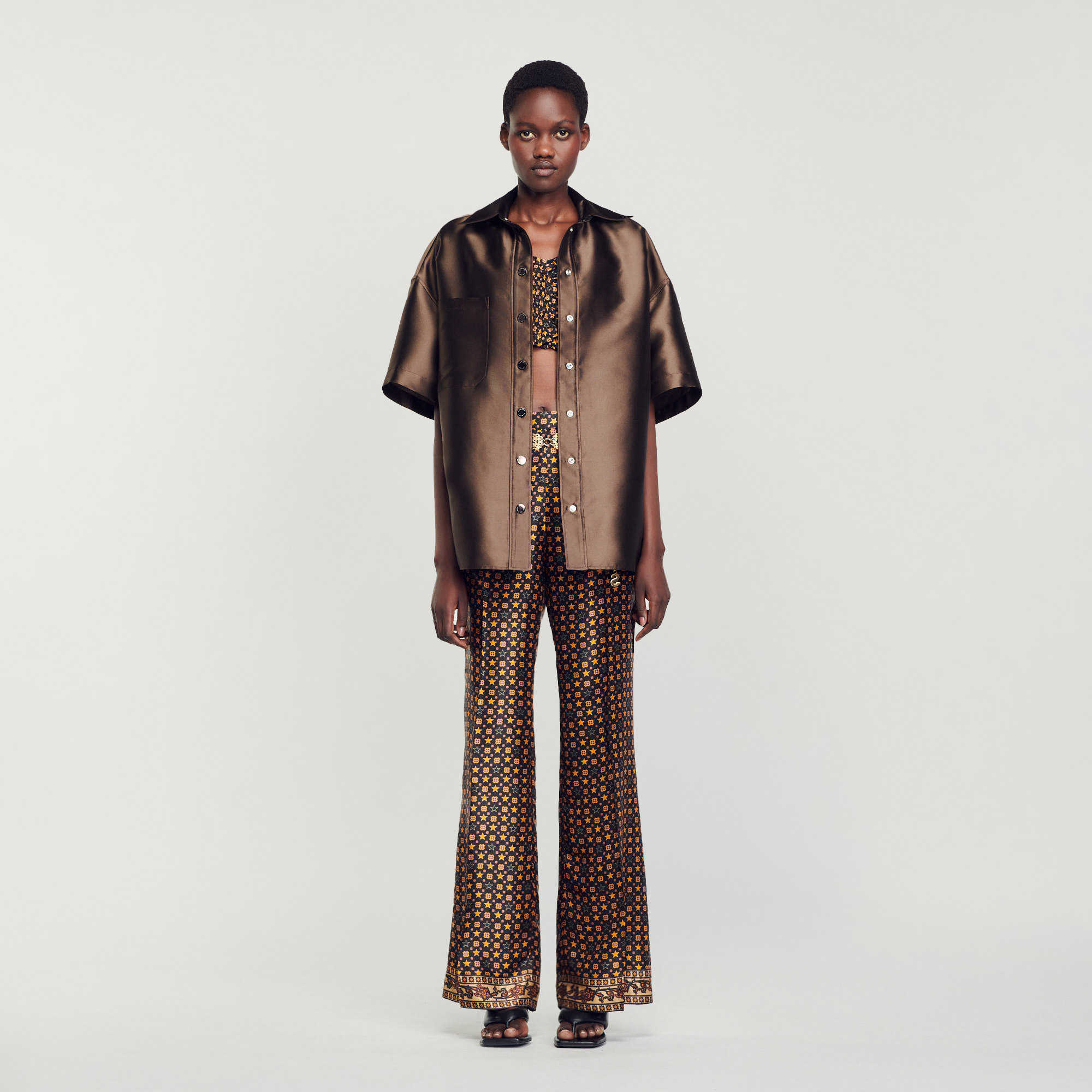 Oversize satin shirt