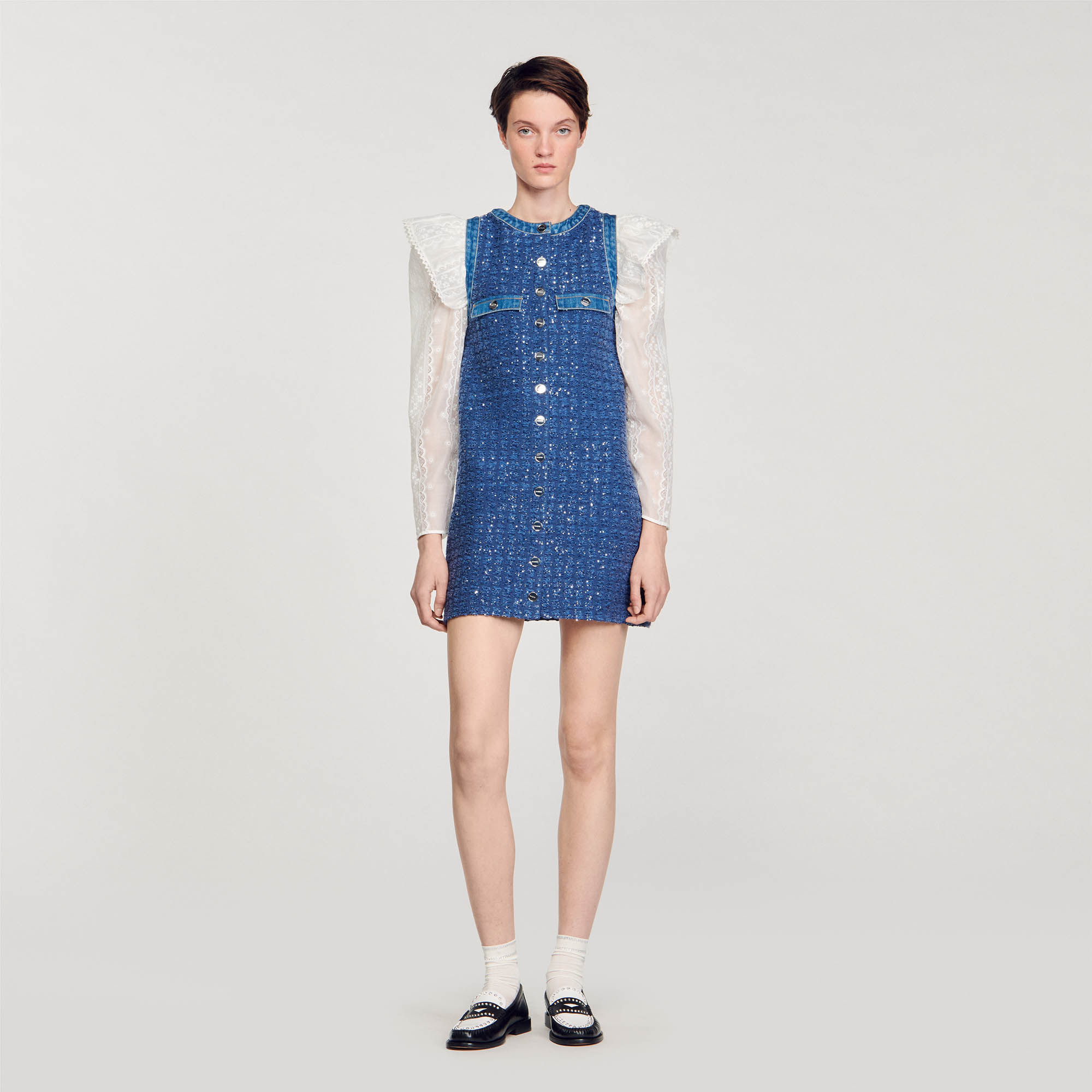 Short tweed trapeze dress