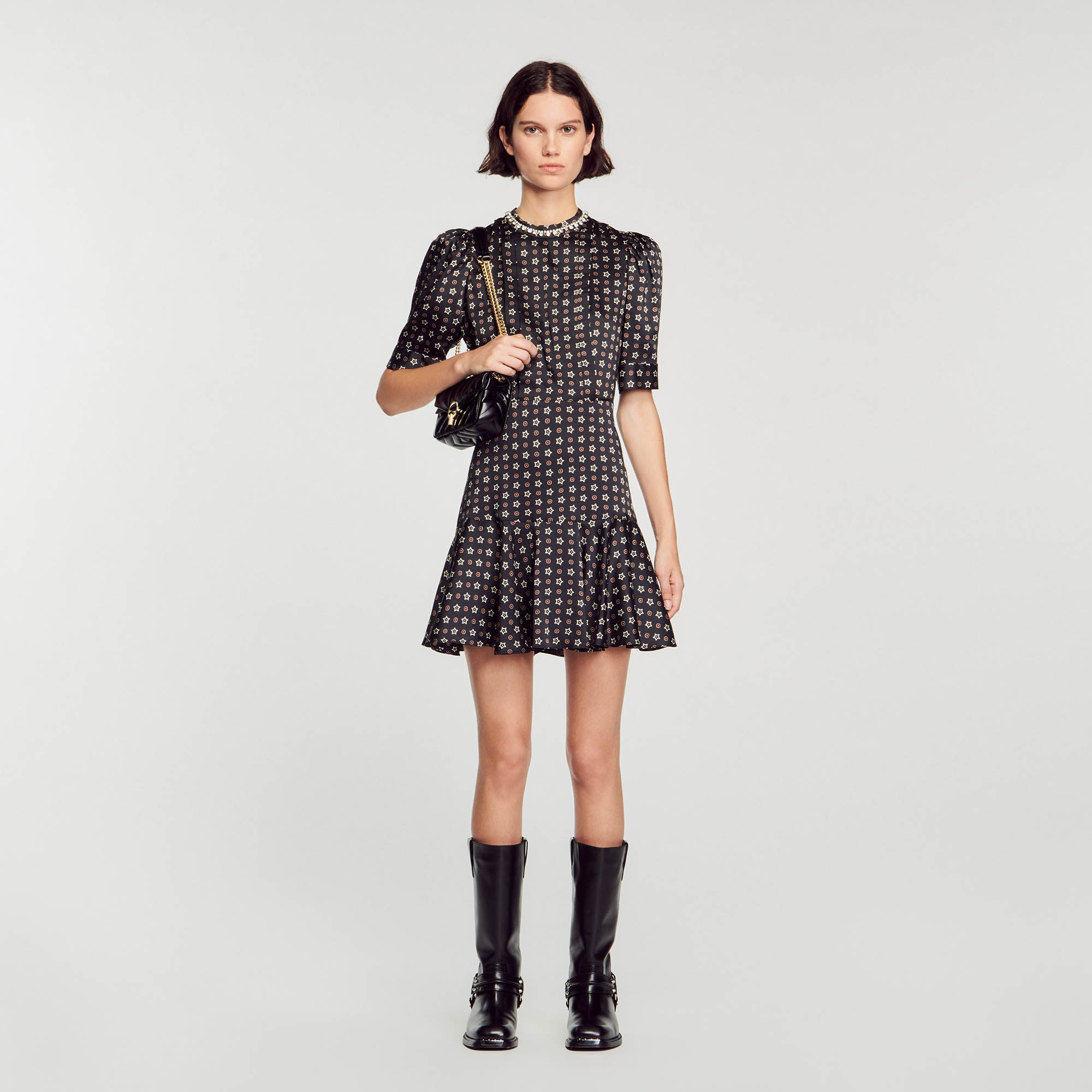 Short star-print dress