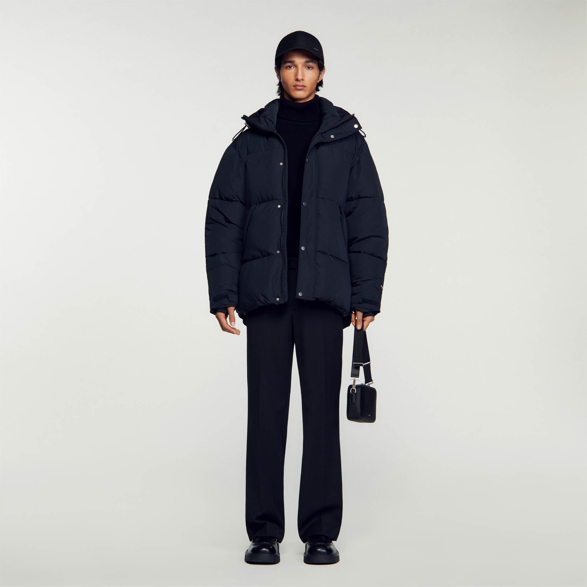 3/4-length hooded puffer jacket