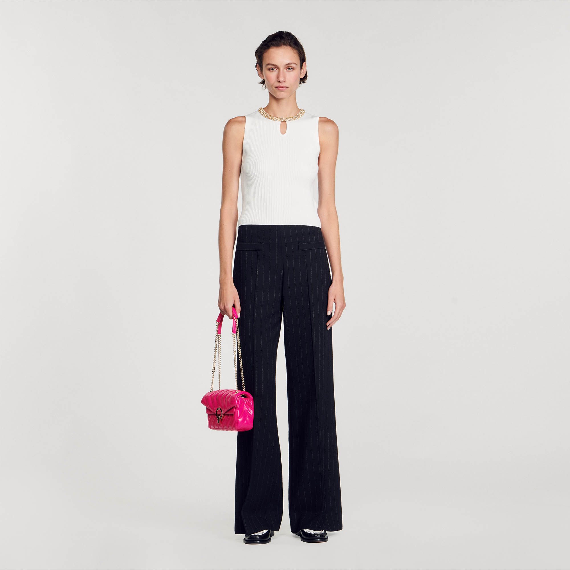 Vest top with jewellery neck