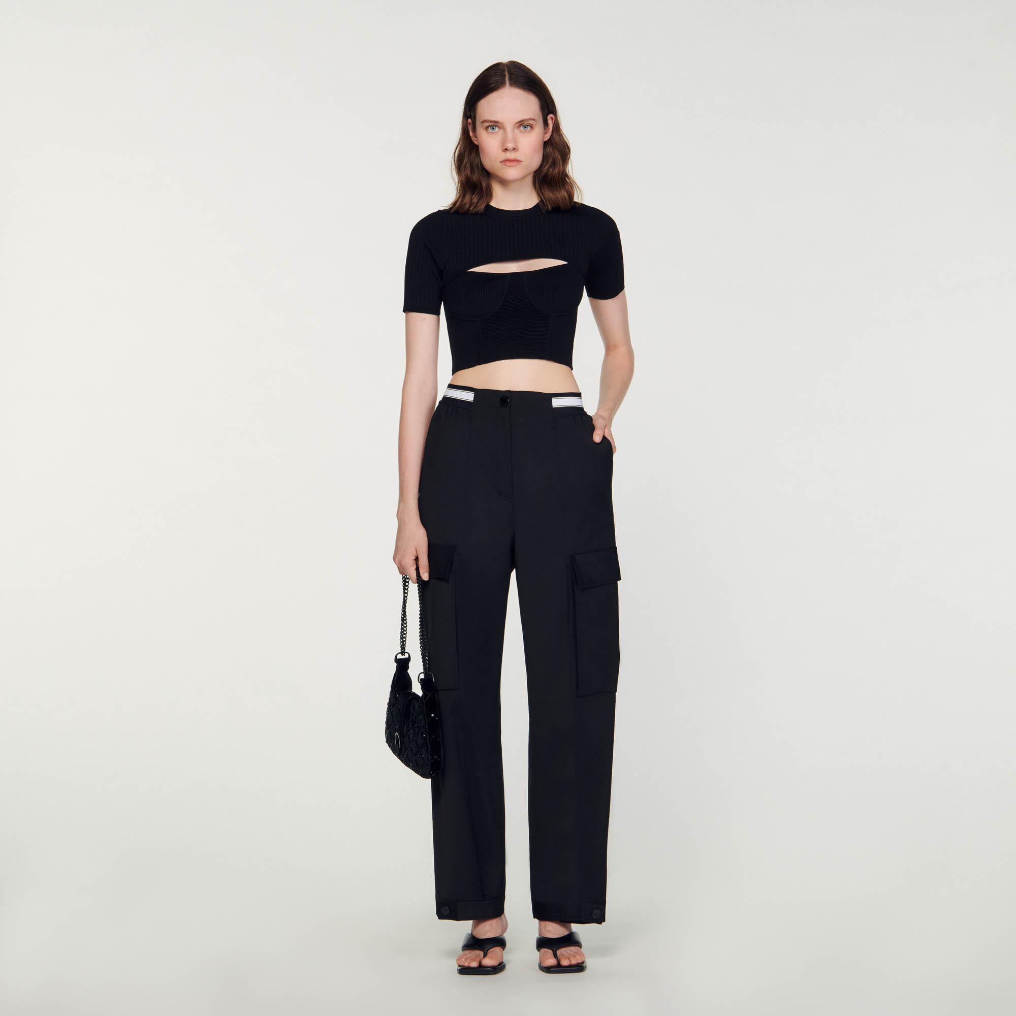 Cropped openwork jumper