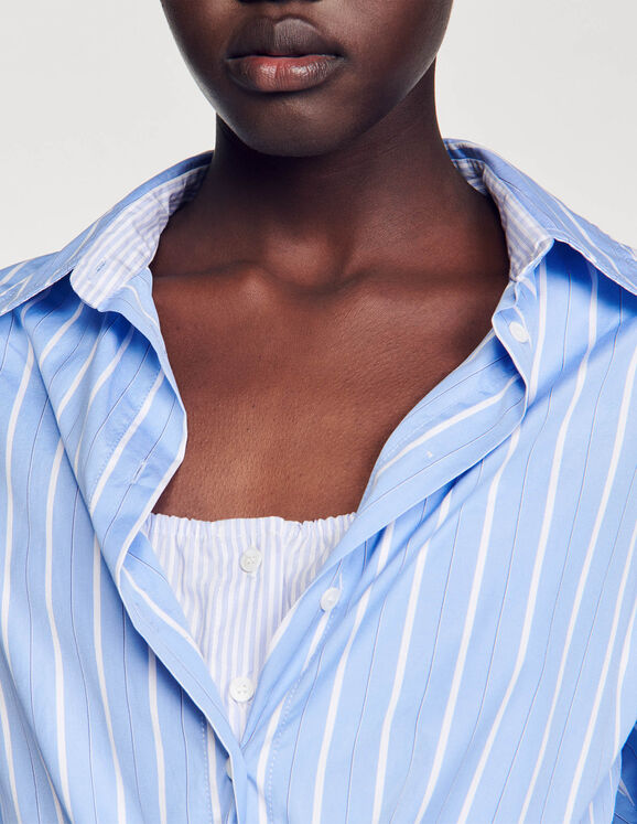 Striped tie-front shirt dress