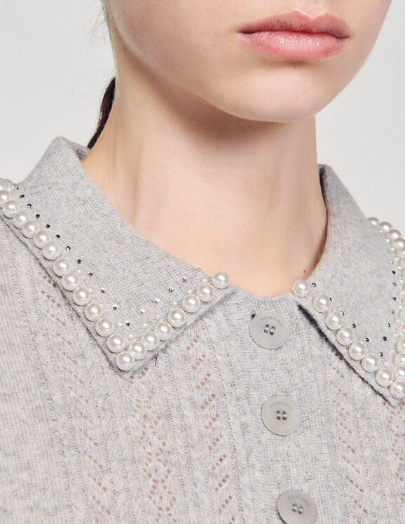 Cropped polo-neck jumper