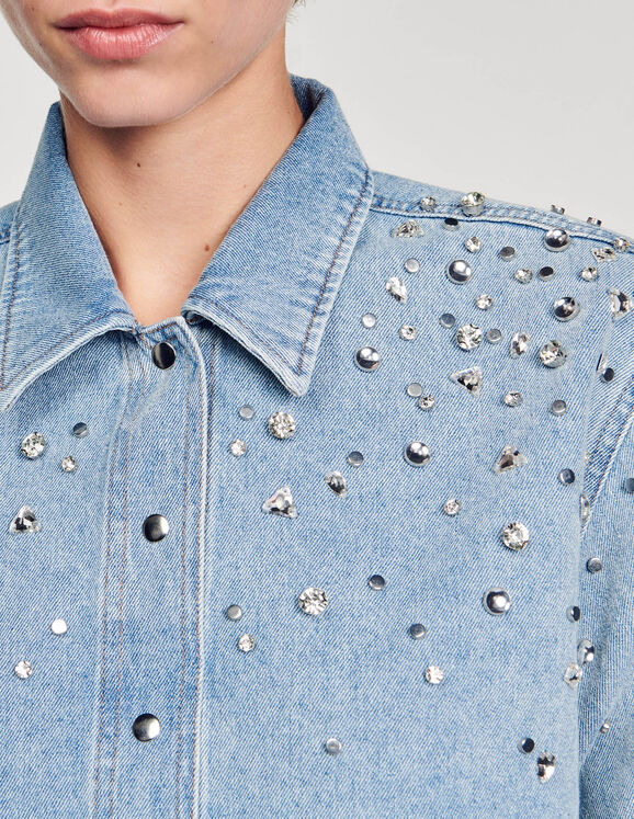 Rhinestone cropped shirt