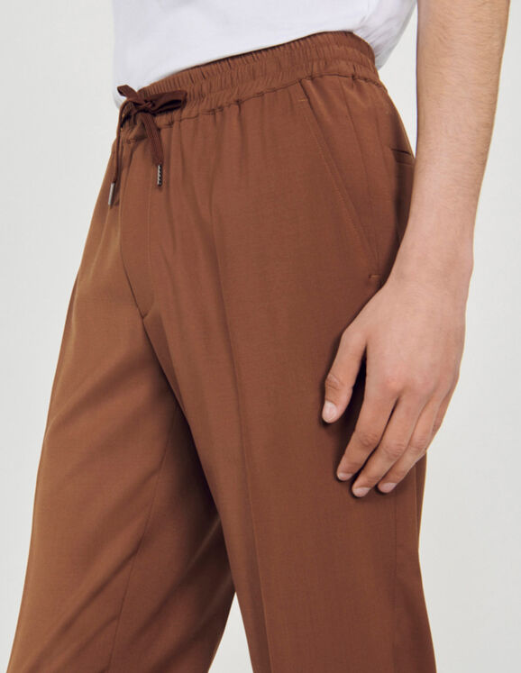 Elasticated straight-leg pants