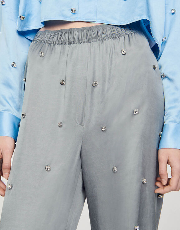 Rhinestone linen trousers