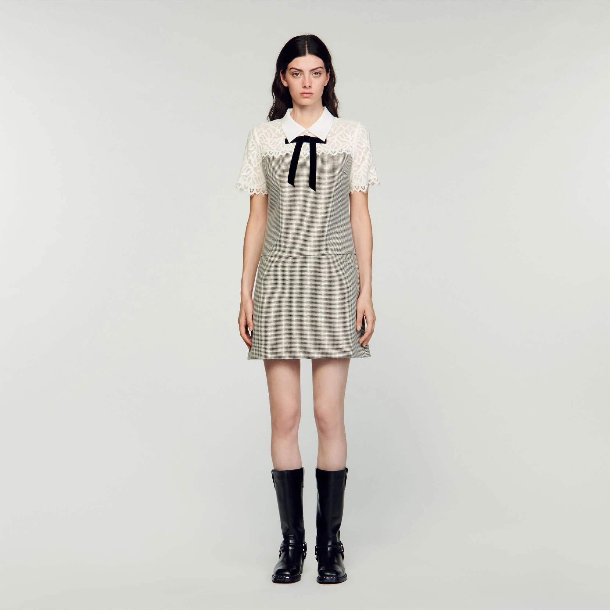 Two-material short dress
