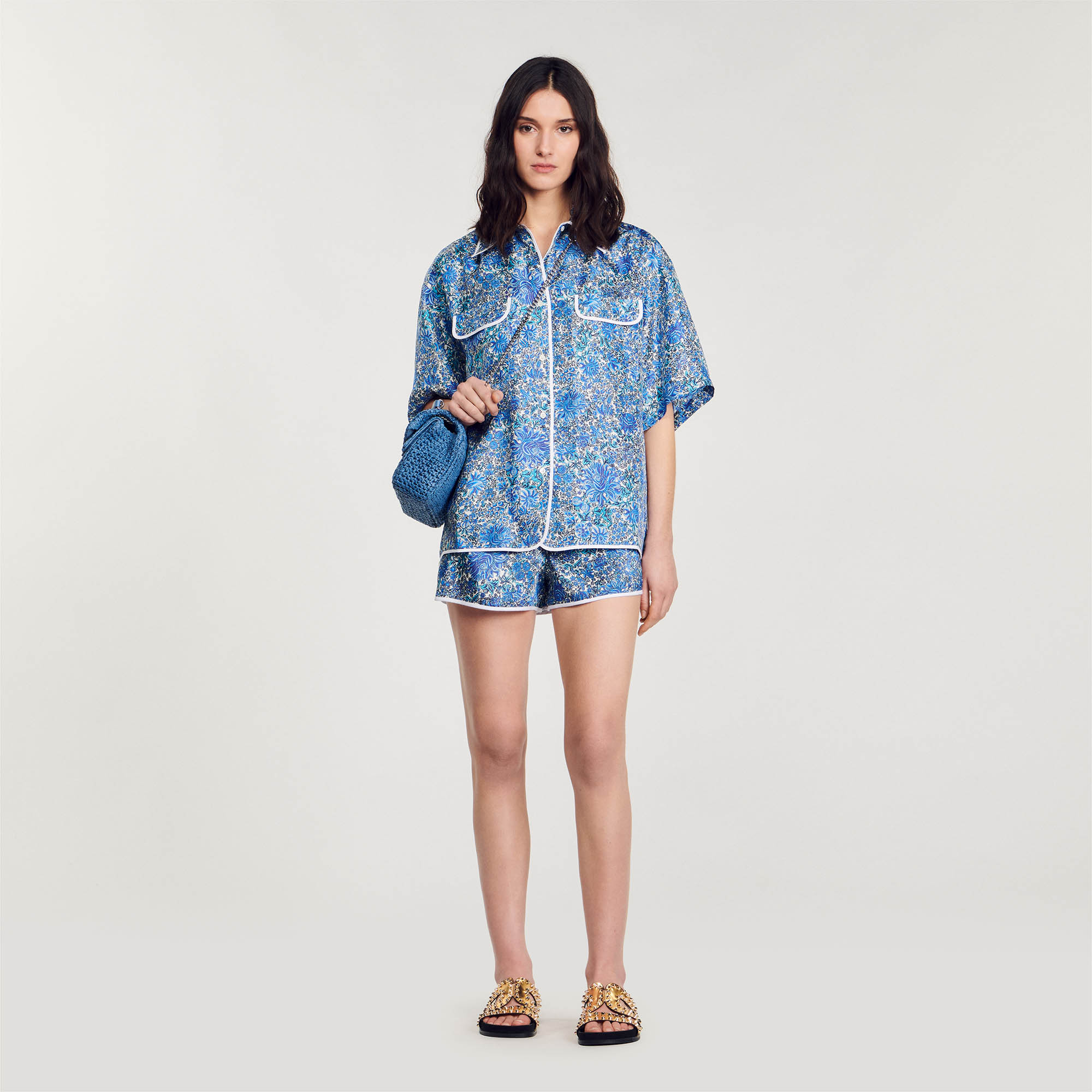 Oversize floral silk shirt