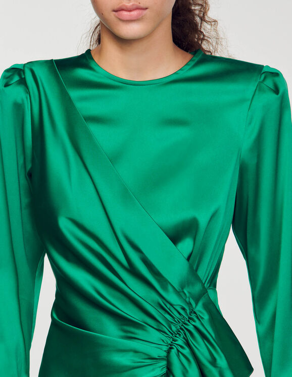 Ruffled satin-effect dress