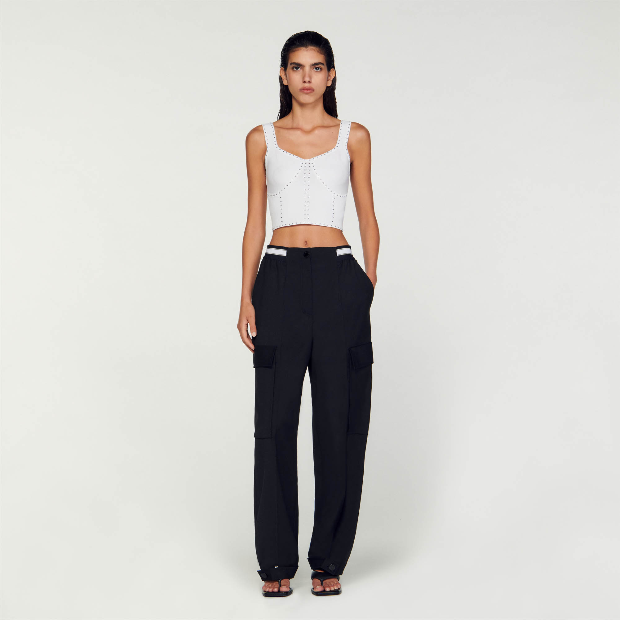 Rhinestone knit cropped top