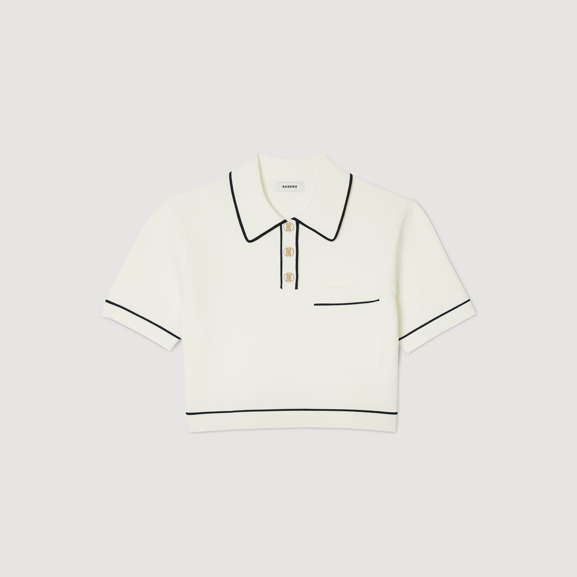 Cropped polo-neck jumper