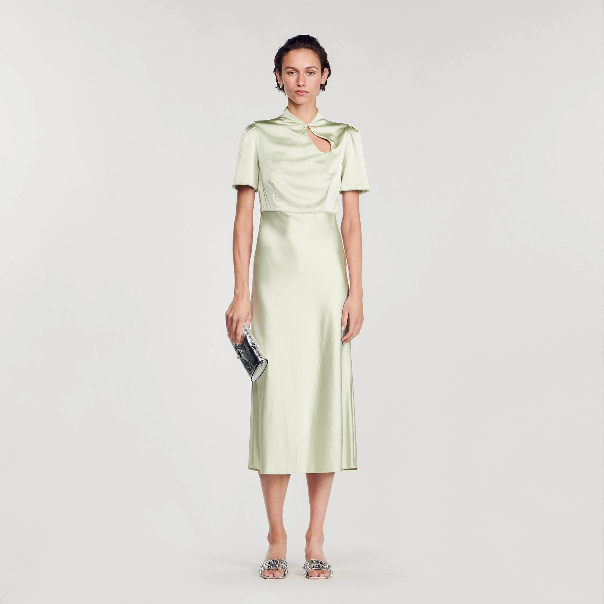 Satin-effect maxi dress