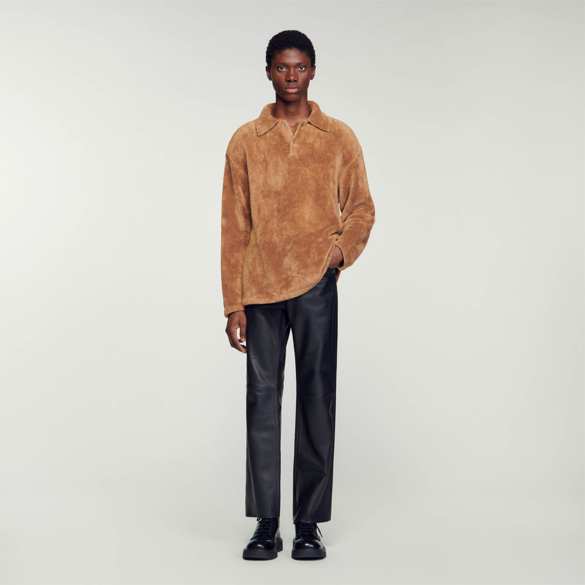 Terry knit polo shirt