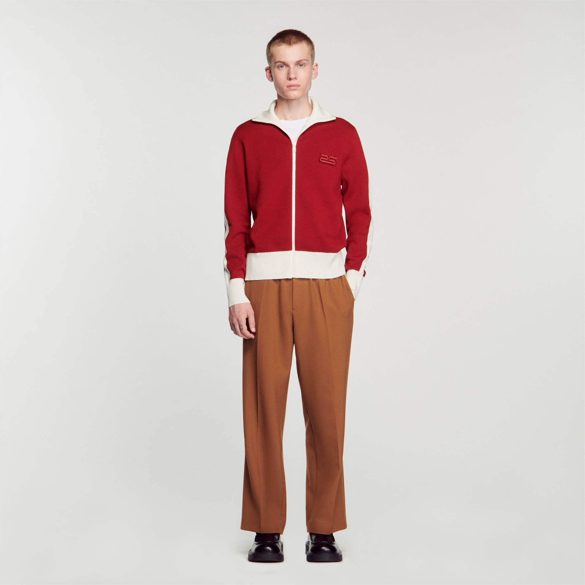 Two-tone knit cardigan