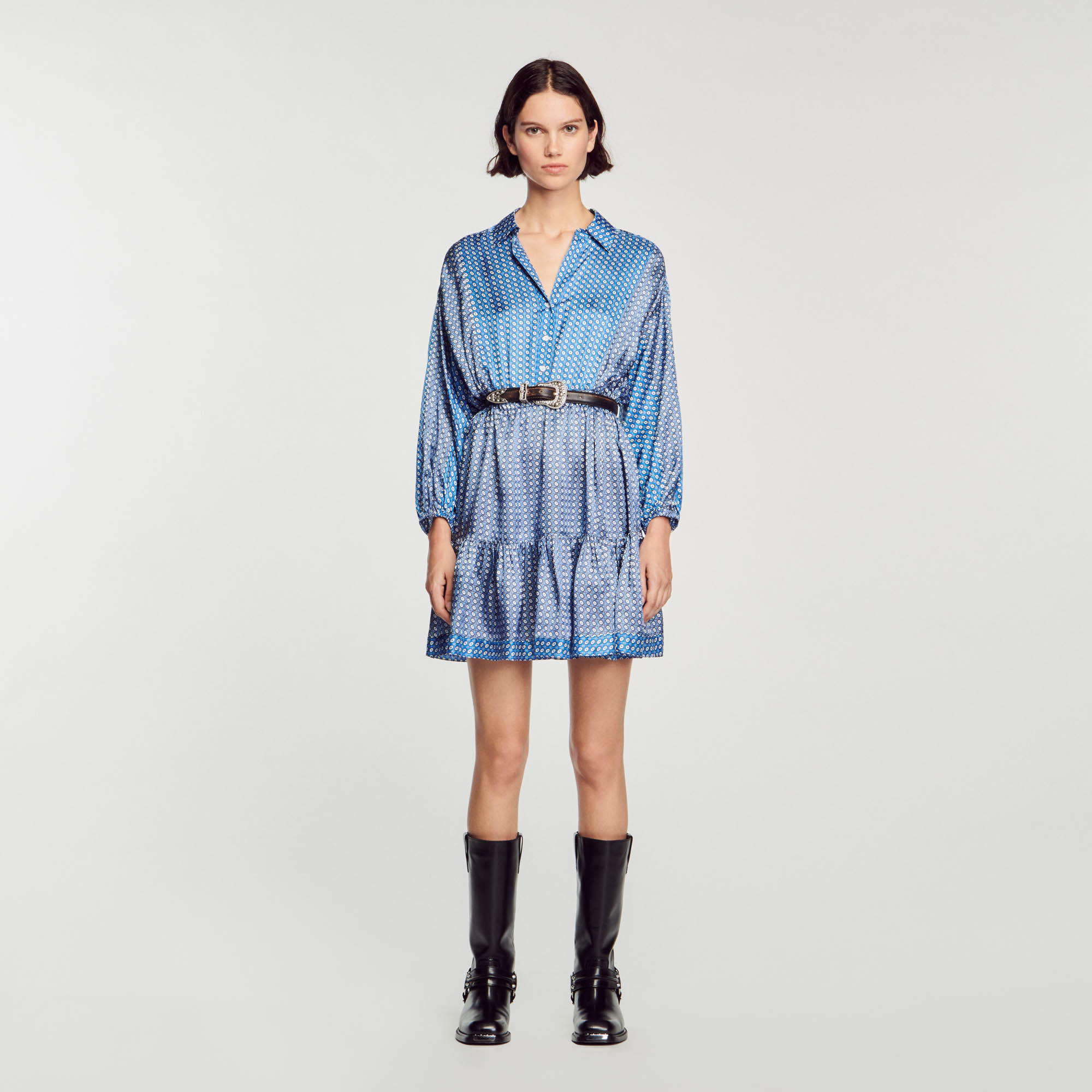 Short tie-print dress