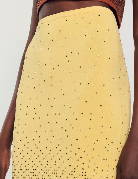 Rhinestone-embellished midi skirt