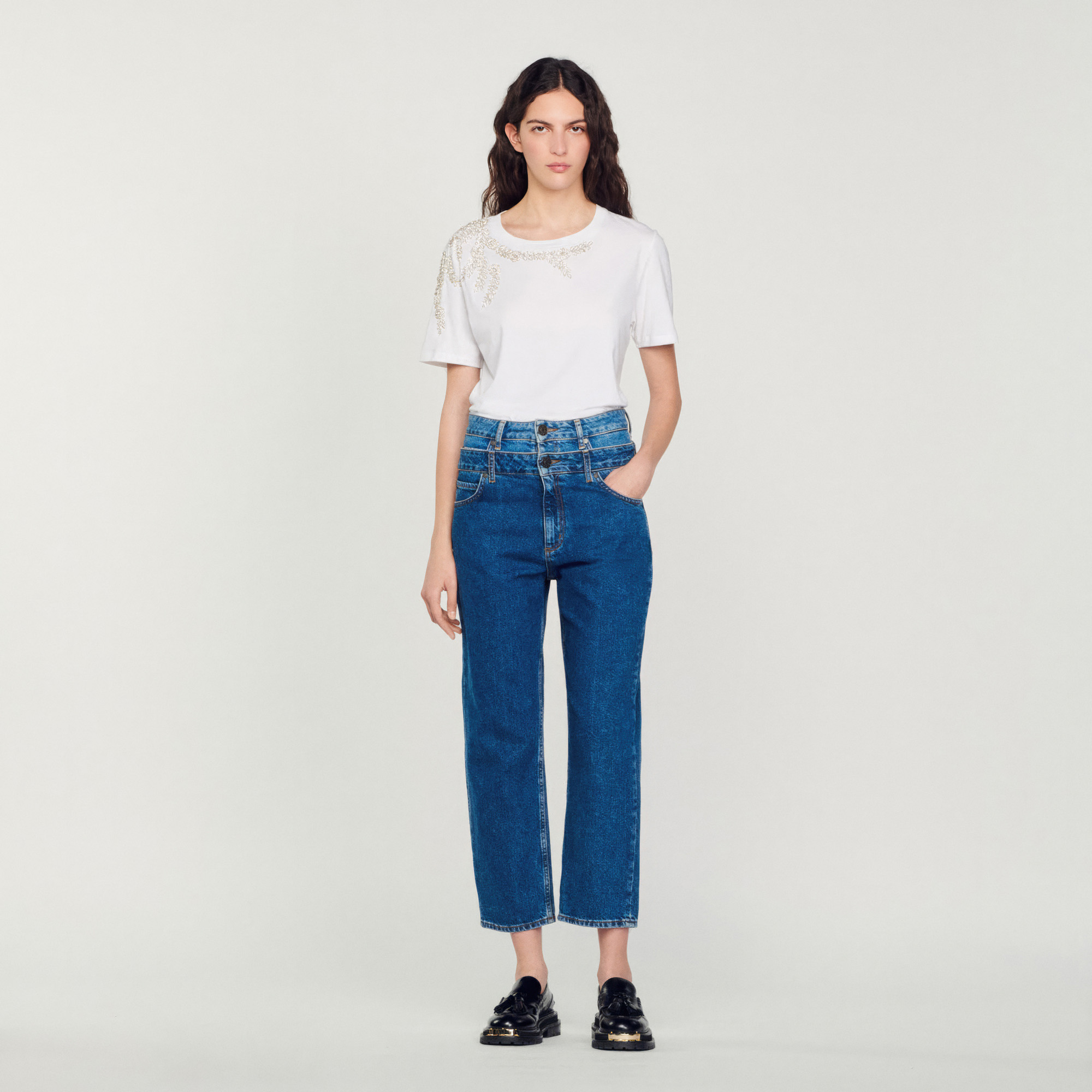 Rhinestone-embellished T-shirt