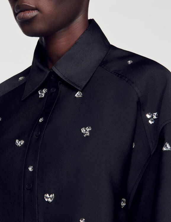 Shirt embellished with rhinestones