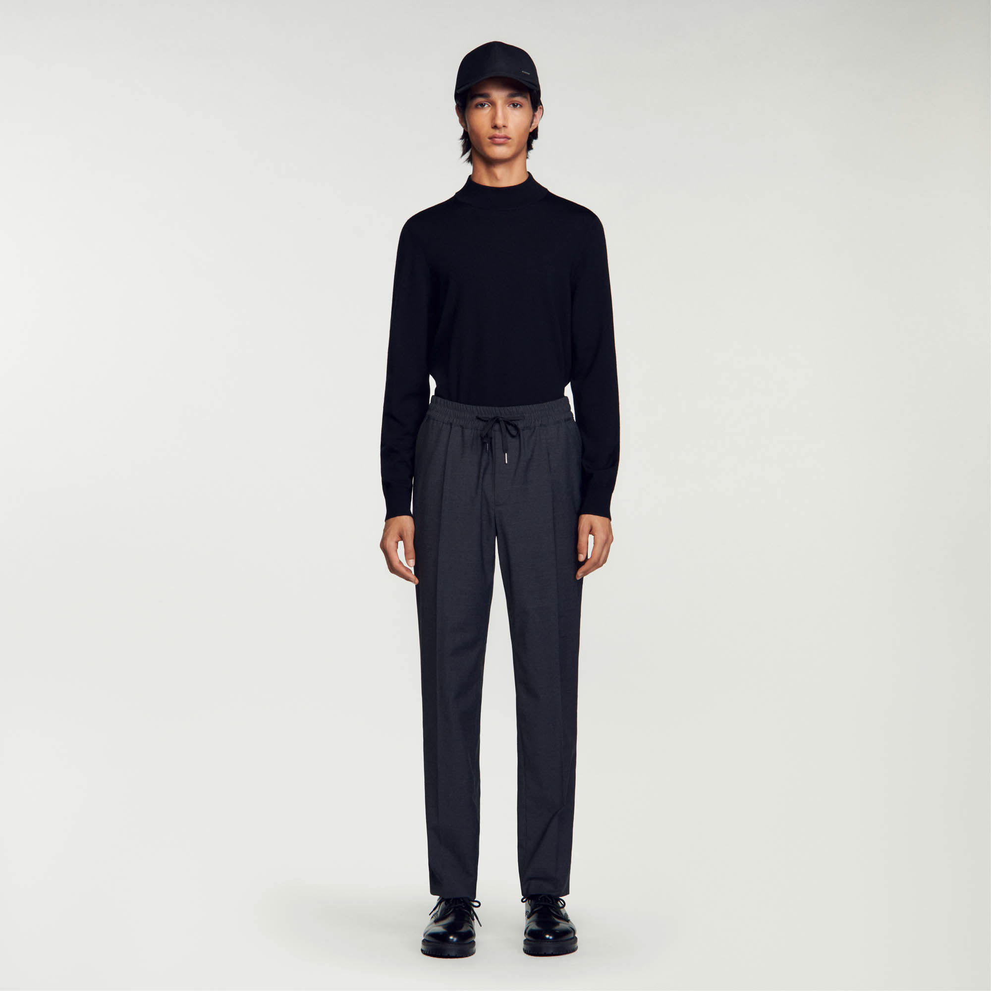 Elasticated straight-leg pants