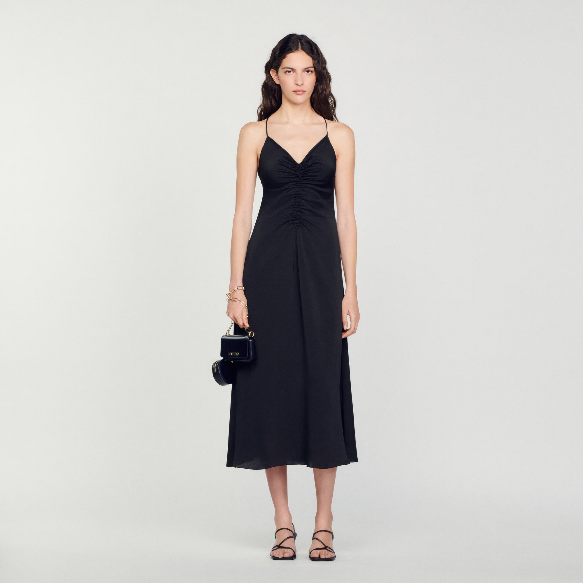 Midi dress with narrow straps