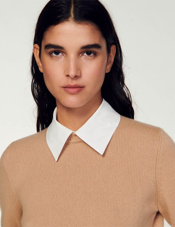 Cropped wool and cashmere sweater