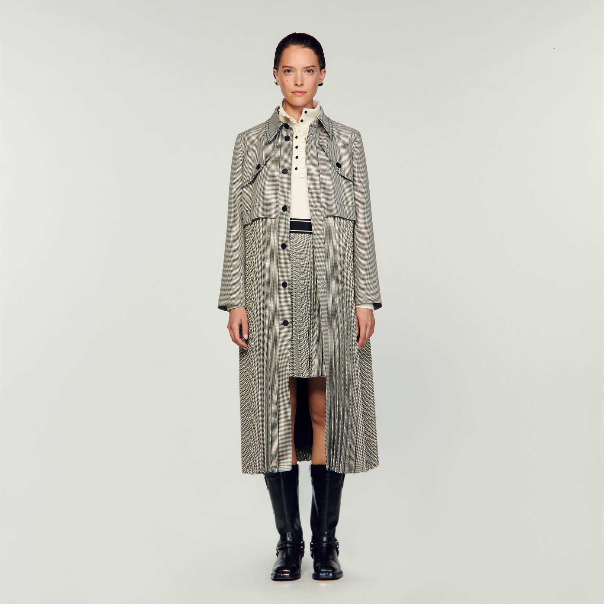 Houndstooth trench coat