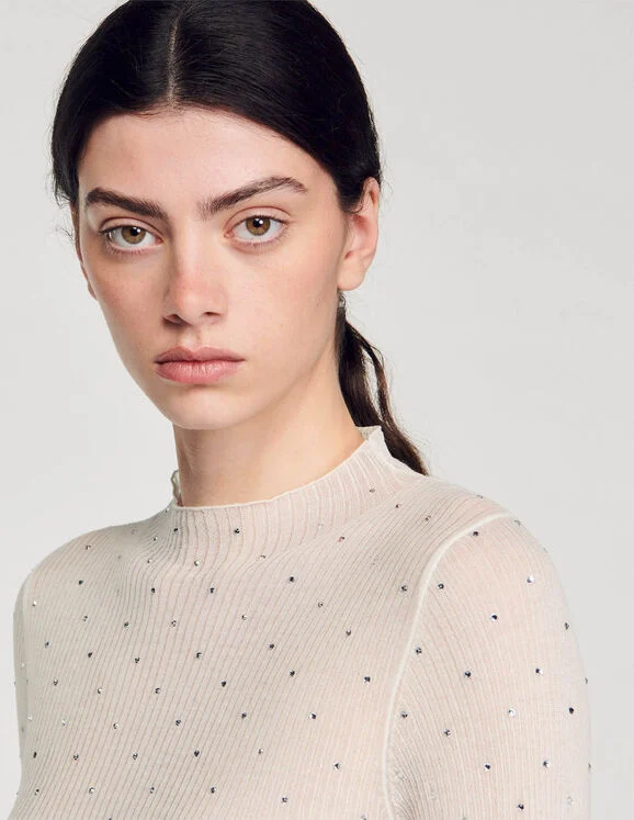 Sheer rhinestone jumper