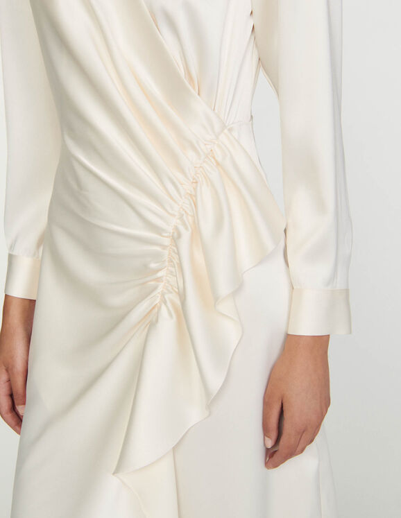 Ruffled satin-effect dress