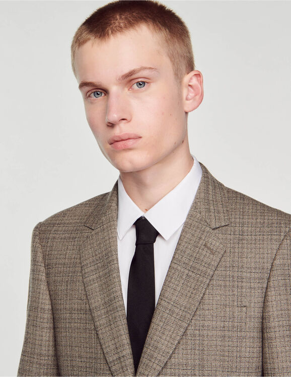 Wool checked suit jacket