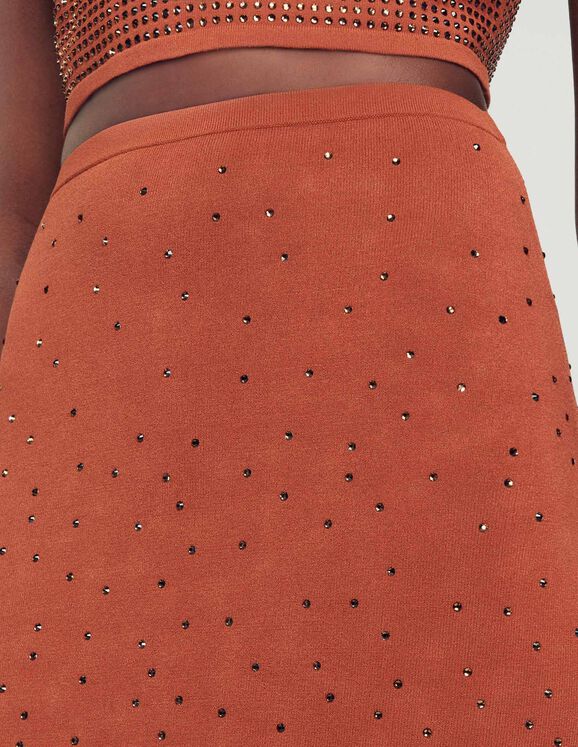 Rhinestone-embellished midi skirt
