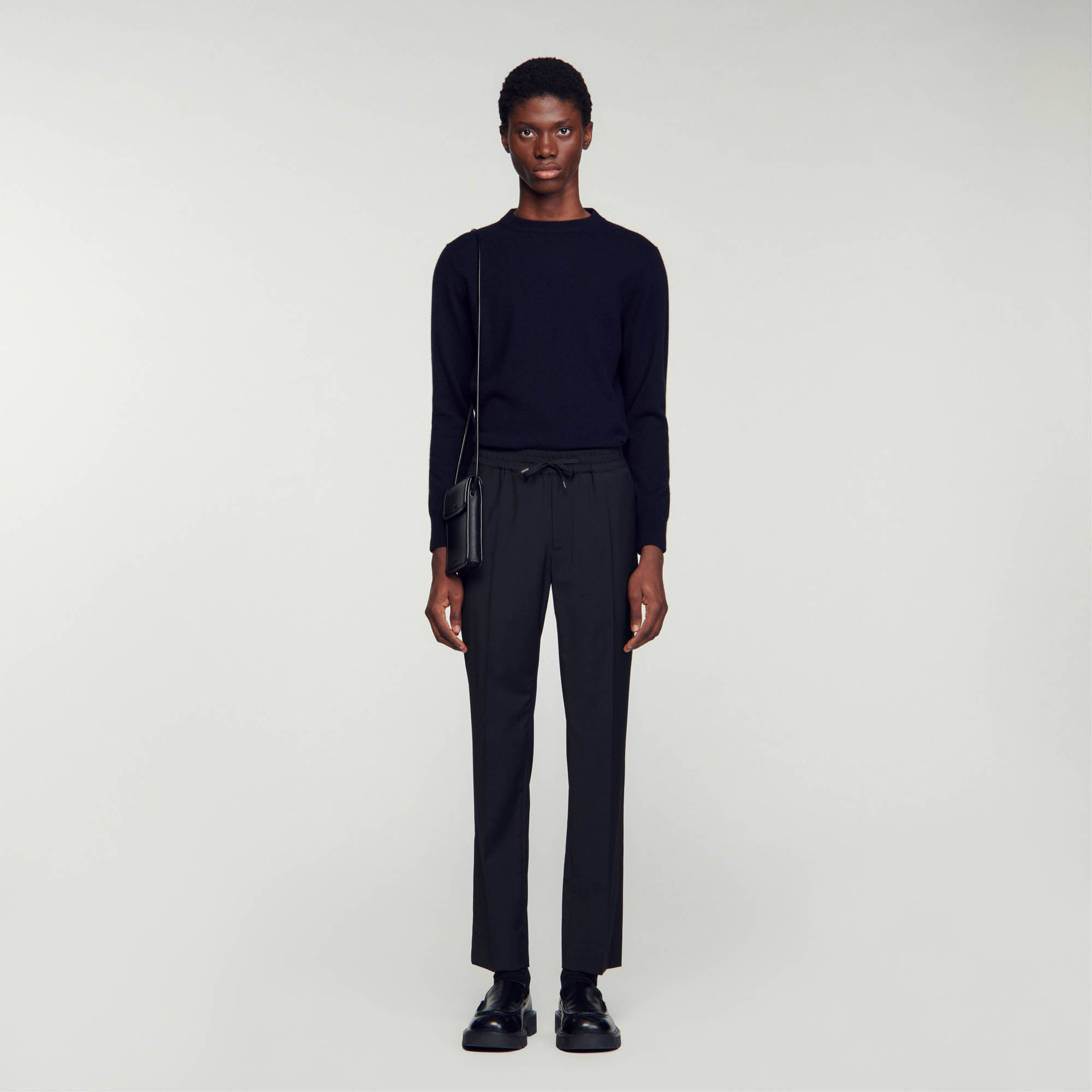 Elasticated straight-leg pants