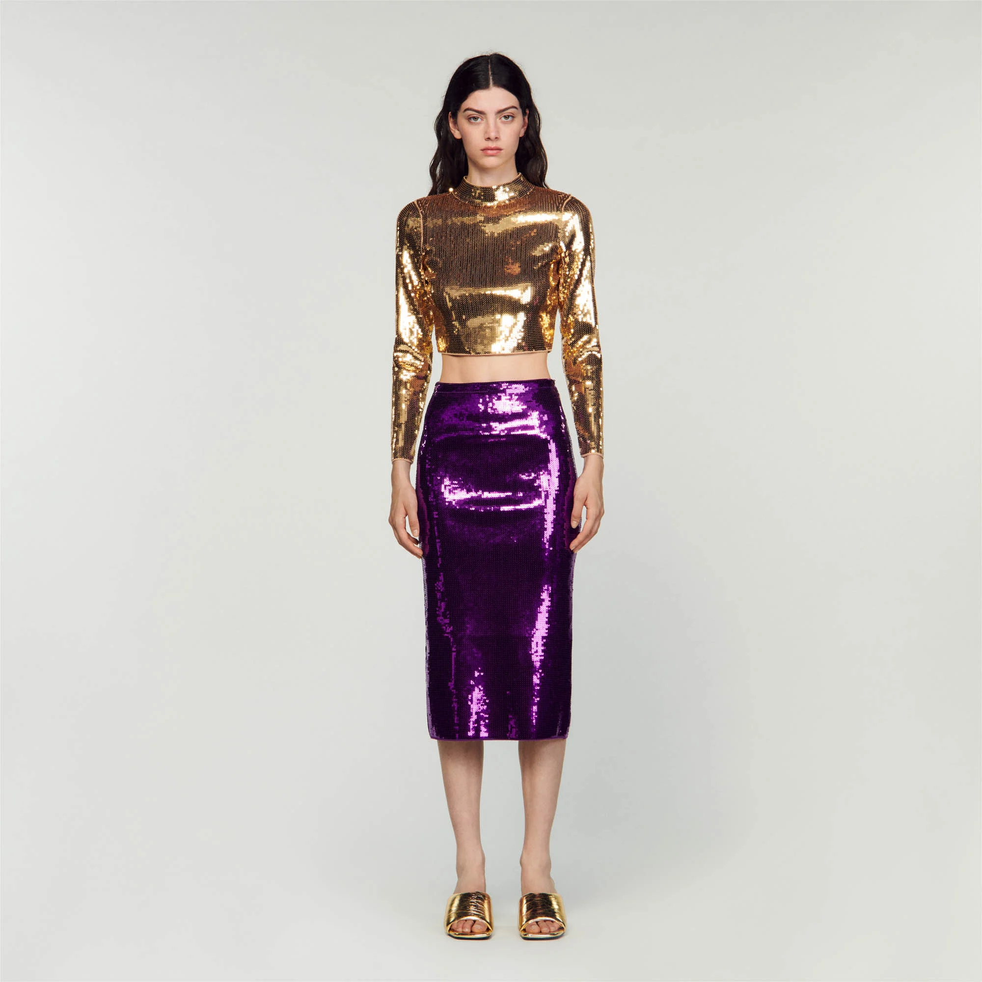 Sequin midi skirt