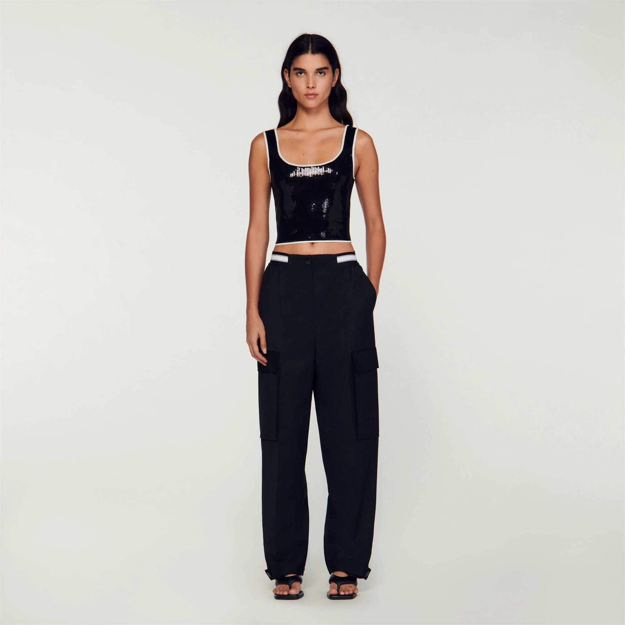 Rhinestone-embellished crop top