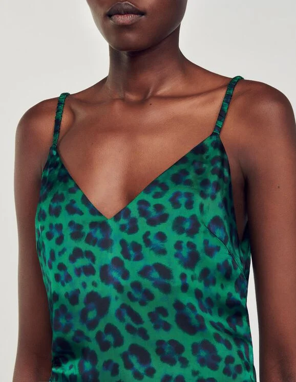 Leopard print slit dress