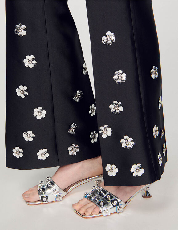 Satin-look sequin trousers