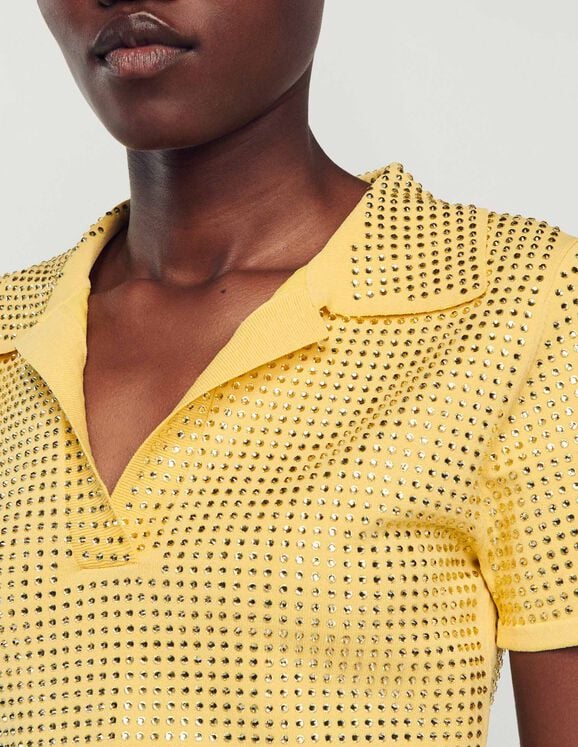Cropped rhinestone sweater