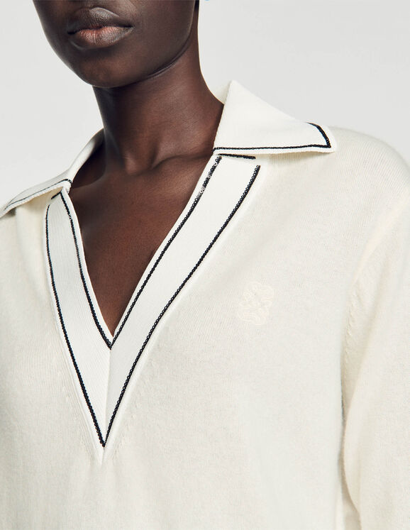 Jumper with polo shirt collar