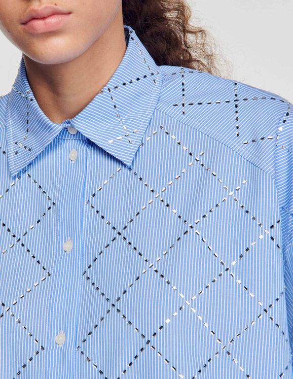 Oversized shirt with rhinestones